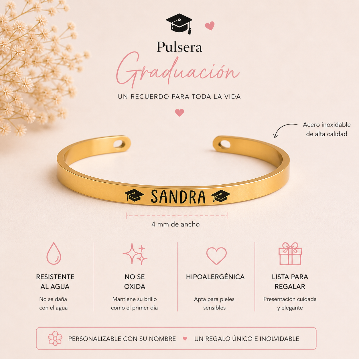 Pulsera de Graduación Personalizada – Un recuerdo para toda la vida
