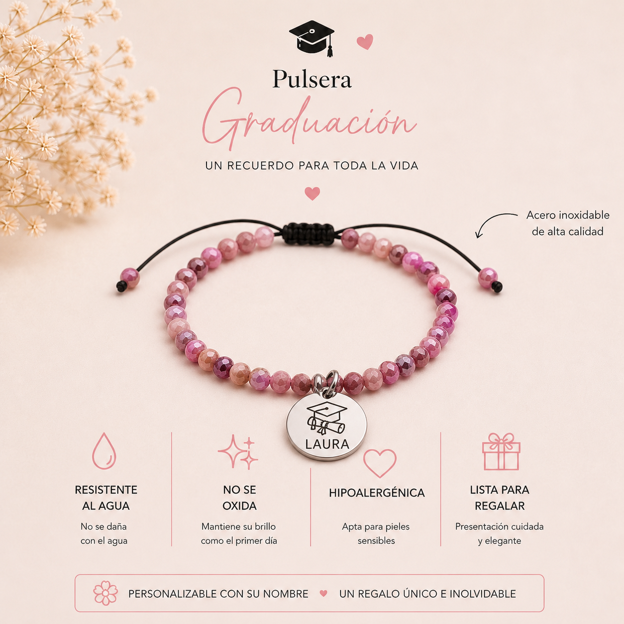 Pulsera de Graduación Personalizada para Mujer | Regalo Fin de Curso