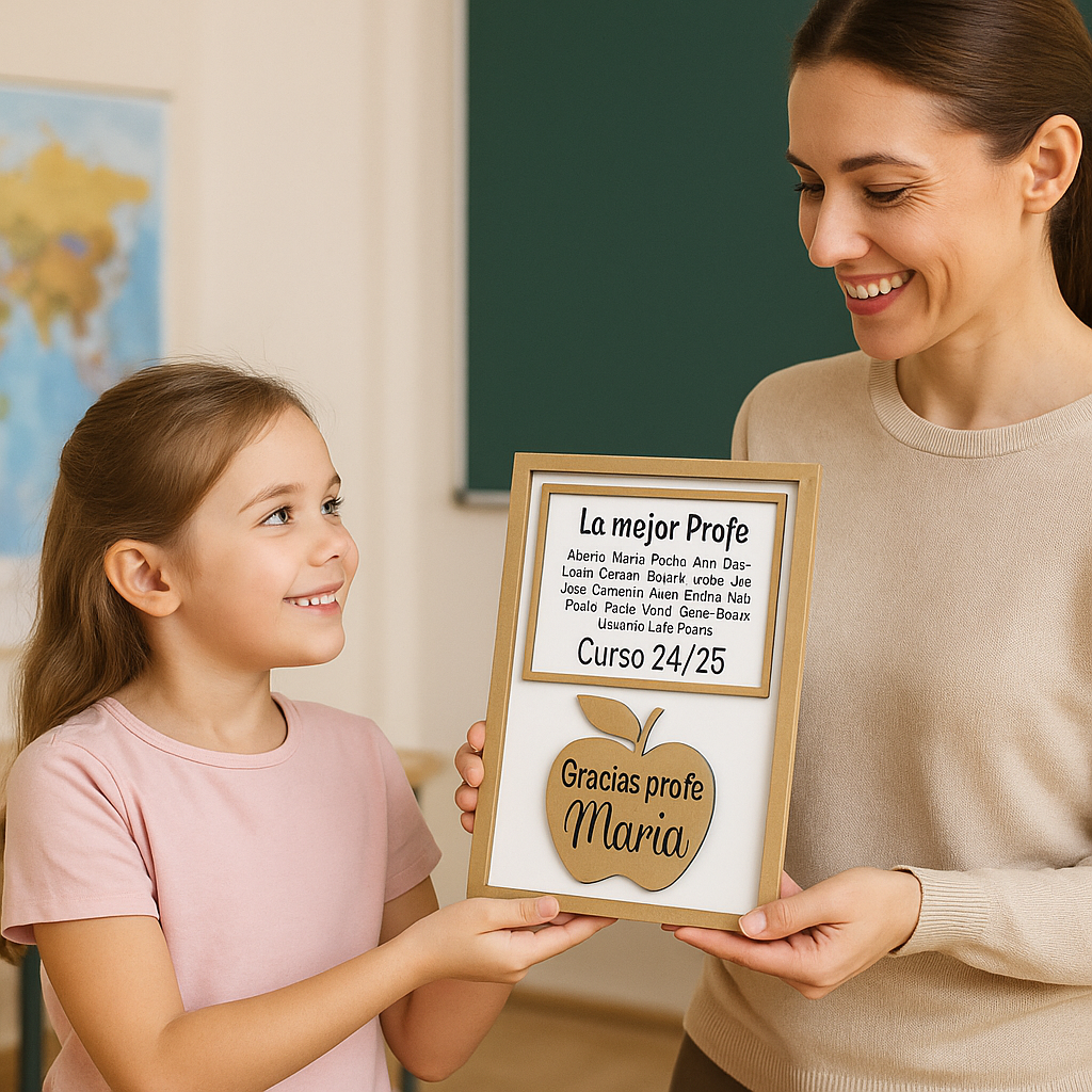 Cuadro personalizado “La mejor profe” – Regalo fin de curso con nombres