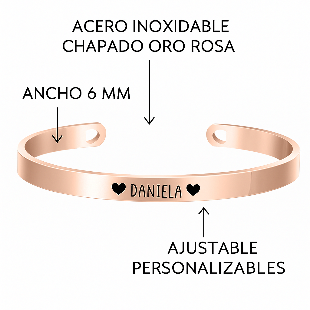 Pulsera Personalizada de Acero – Regalo para Mamá, Pareja o Amigos
