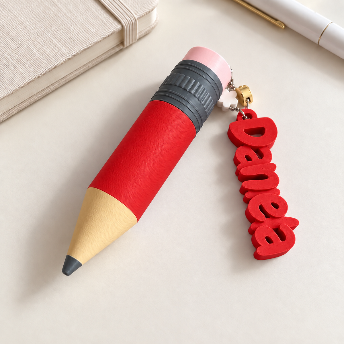 Llavero personalizado con nombre para bálsamo labial – Lápiz 3D