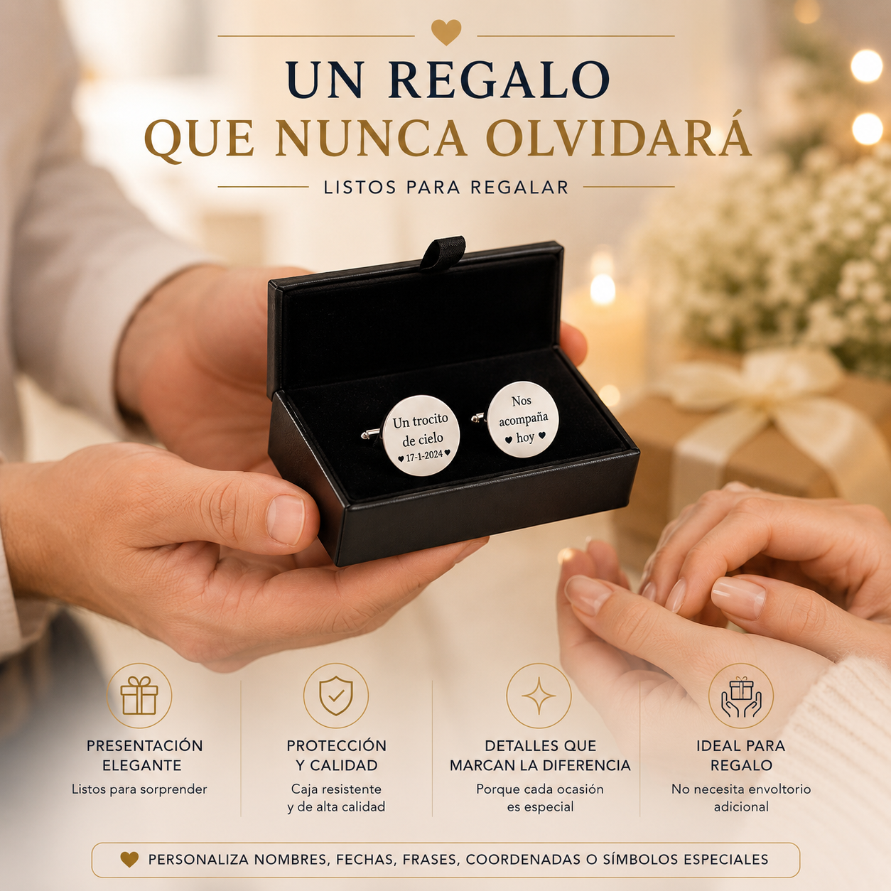 Gemelos Personalizados para boda, novio o padrino