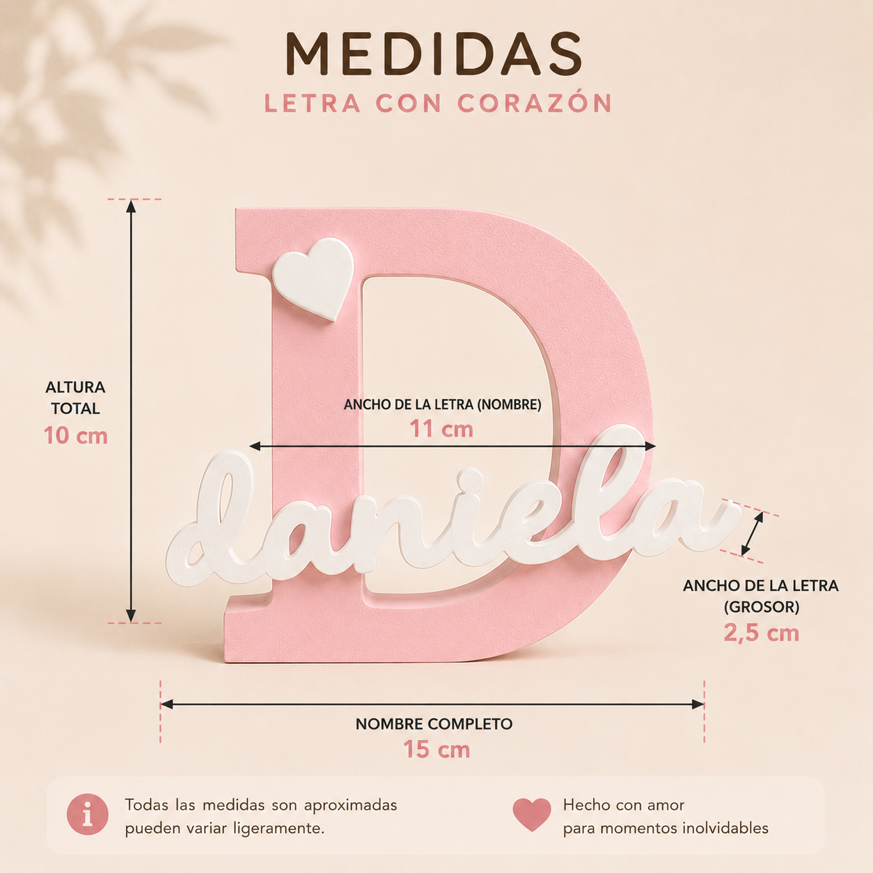 Letra decorativa personalizada con nombre y animalito
