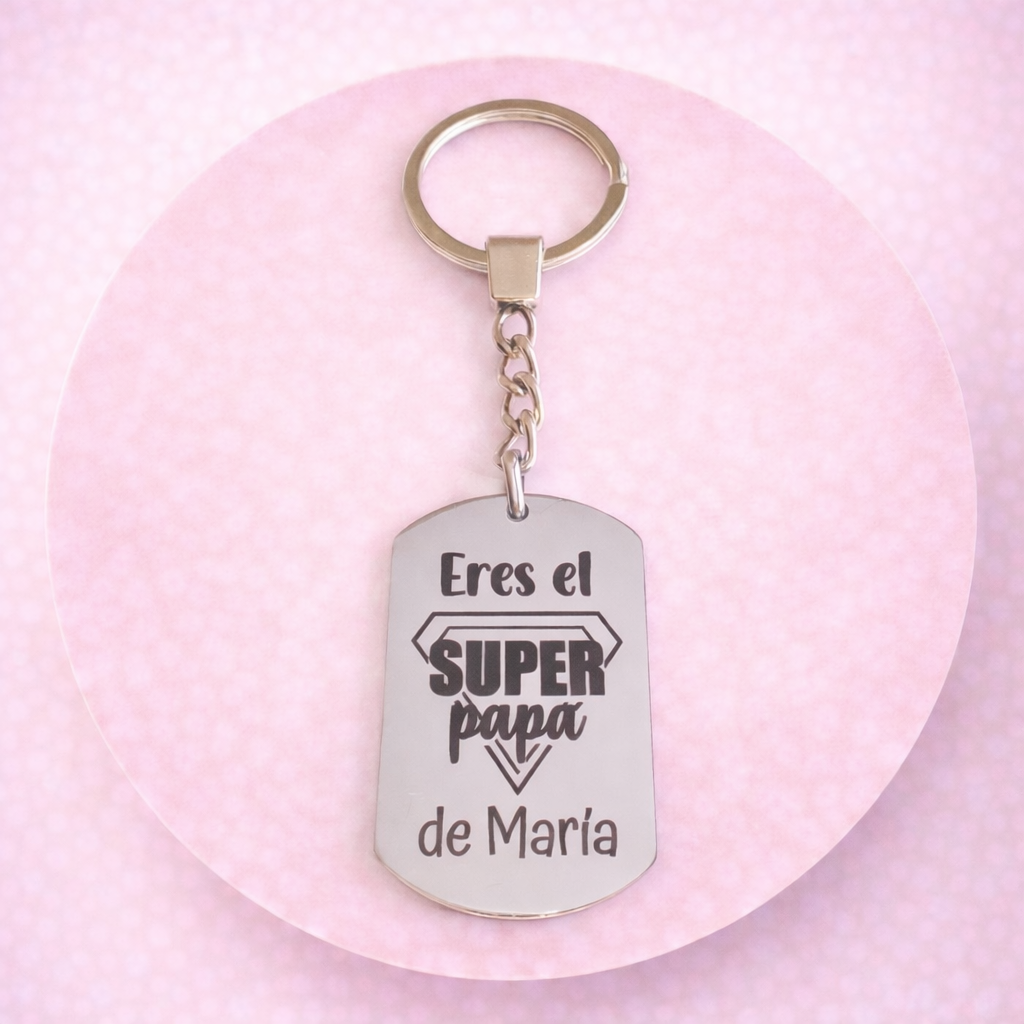 Llavero de acero personalizado “Papá eres mi Súperpapá”