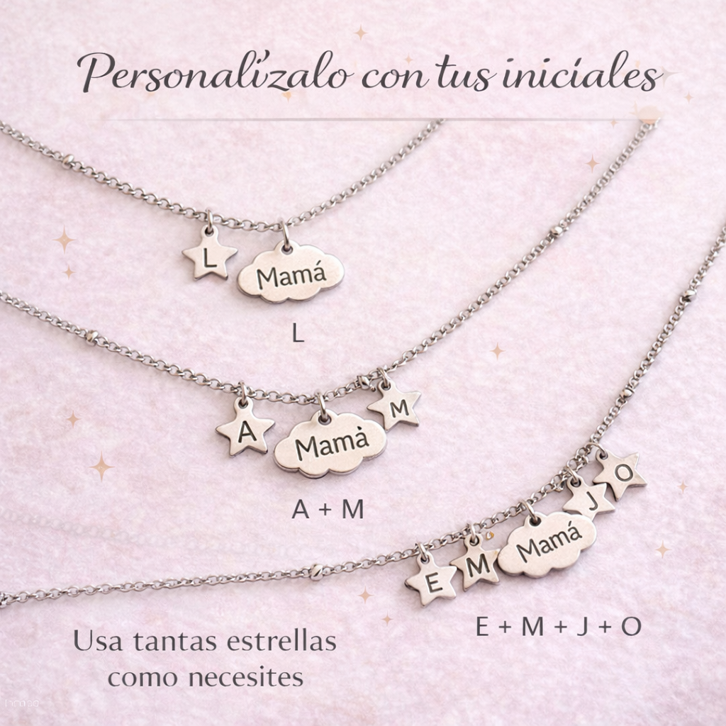 Gargantilla Mis Estrellas Siempre Conmigo ⭐ Collar Personalizado para Mamá con Iniciales