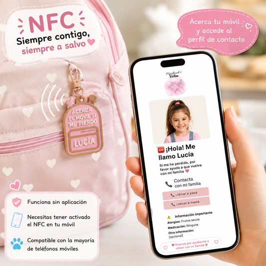 Llavero NFC Infantil Personalizado para Mochila – Contacto de Emergencia