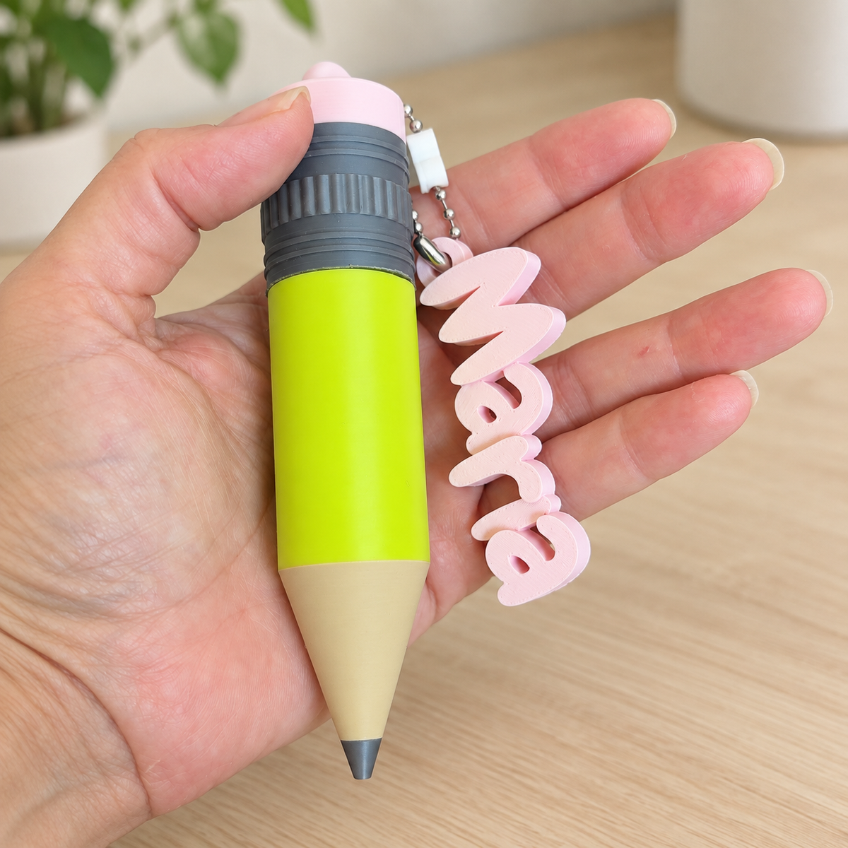 Llavero personalizado con nombre para bálsamo labial – Lápiz 3D