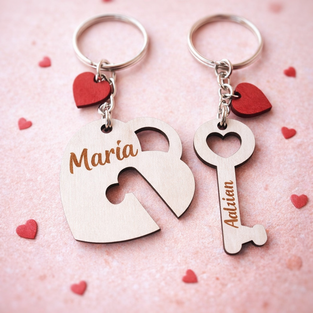 Llavero de Pareja Personalizado Corazón y Llave – “A mi amor” | Handmade’s Victim