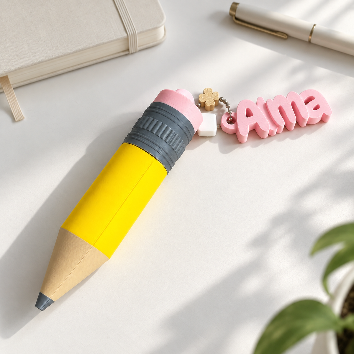 Llavero personalizado con nombre para bálsamo labial – Lápiz 3D