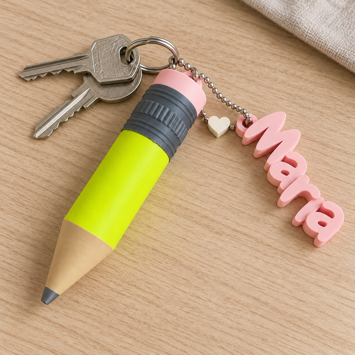 Llavero personalizado con nombre para bálsamo labial – Lápiz 3D