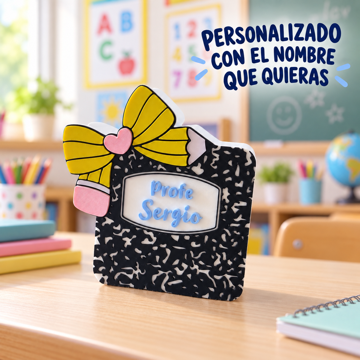Portalápices personalizado con nombre | Regalo original impreso en 3D