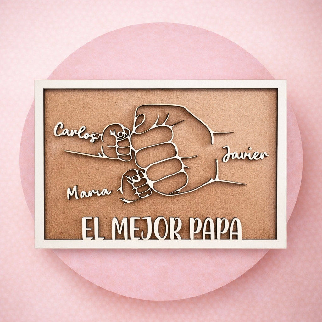 CUADRO PAPÁ PUÑOS PERSONALIZADO PARA DÍA DEL PADRE.