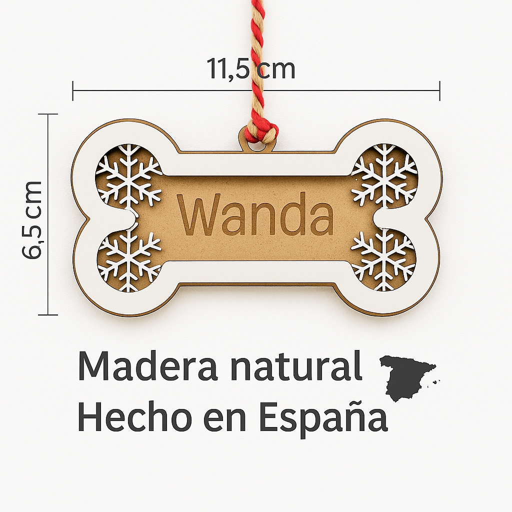 Adorno de Navidad en forma de hueso personalizado