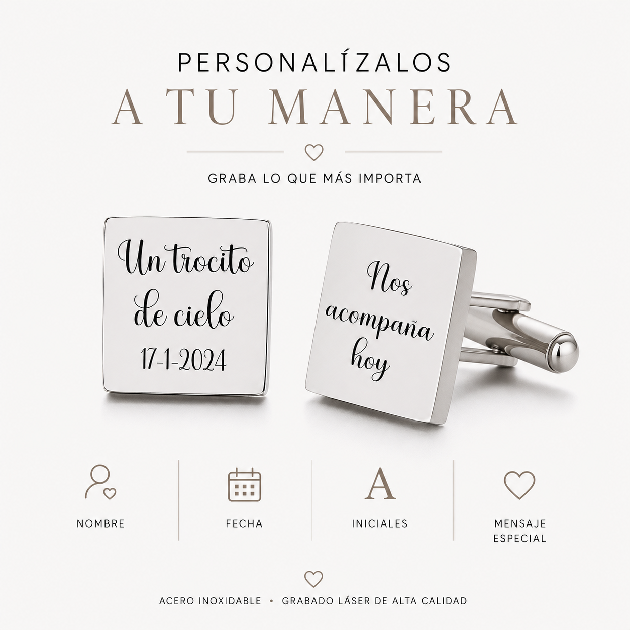 Gemelos Personalizados para boda, novio o padrino
