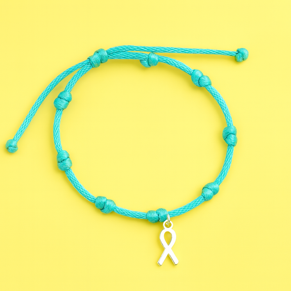 Pulsera Solidaria contra el Cáncer de Ovarios – Lazo Verde en Plata de Ley