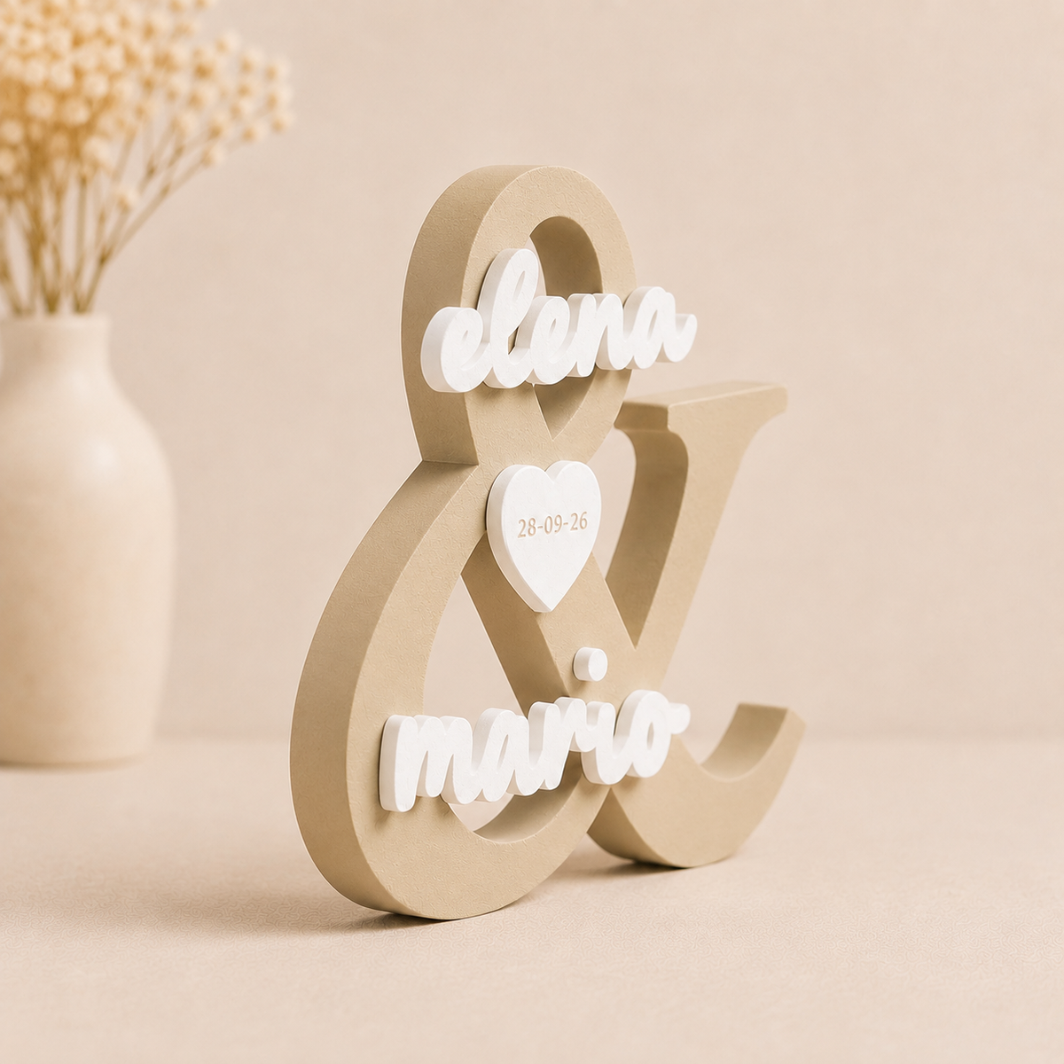 Letras personalizadas para boda con nombres y fecha – Decoración 3D para novios