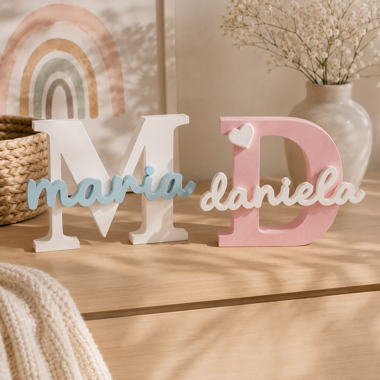 Letra decorativa personalizada con nombre y animalito