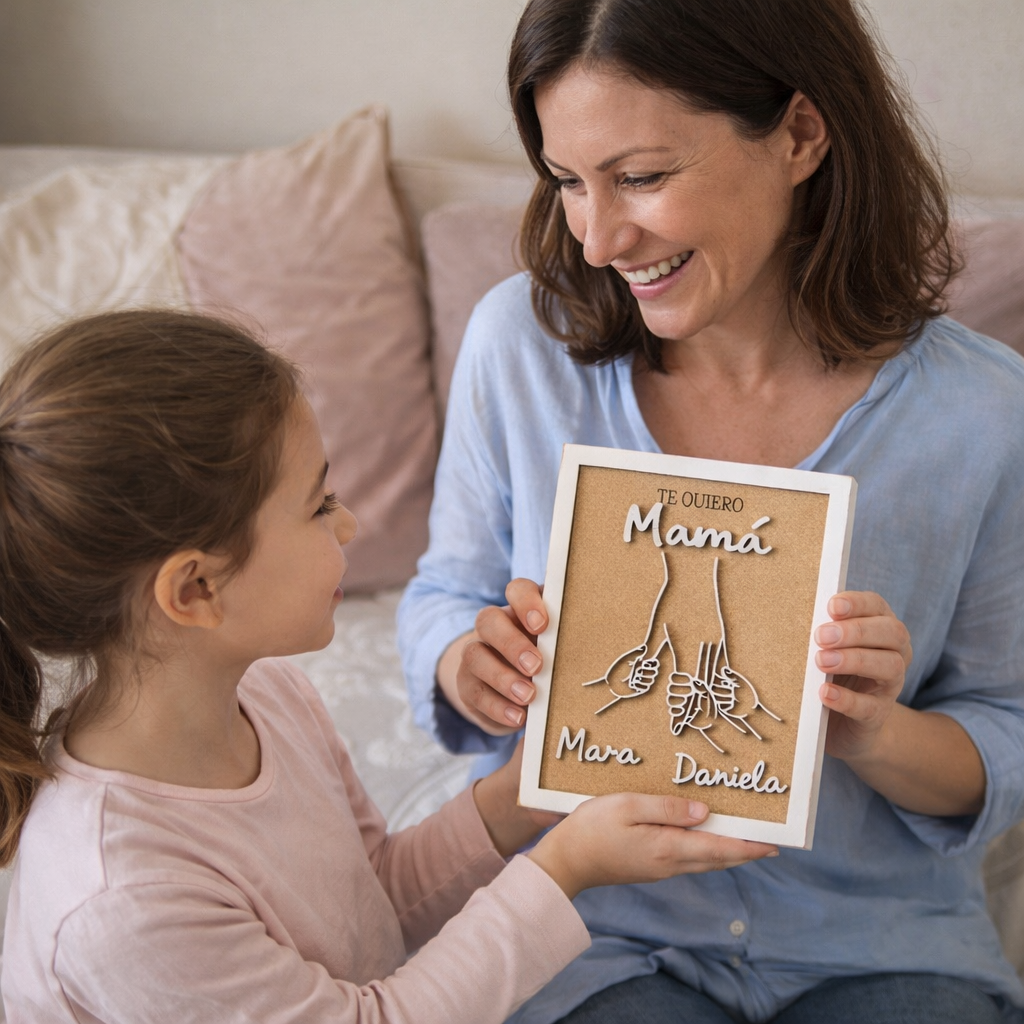 Cuadro personalizado para mamá con manos y nombres | Regalo Día de la Madre