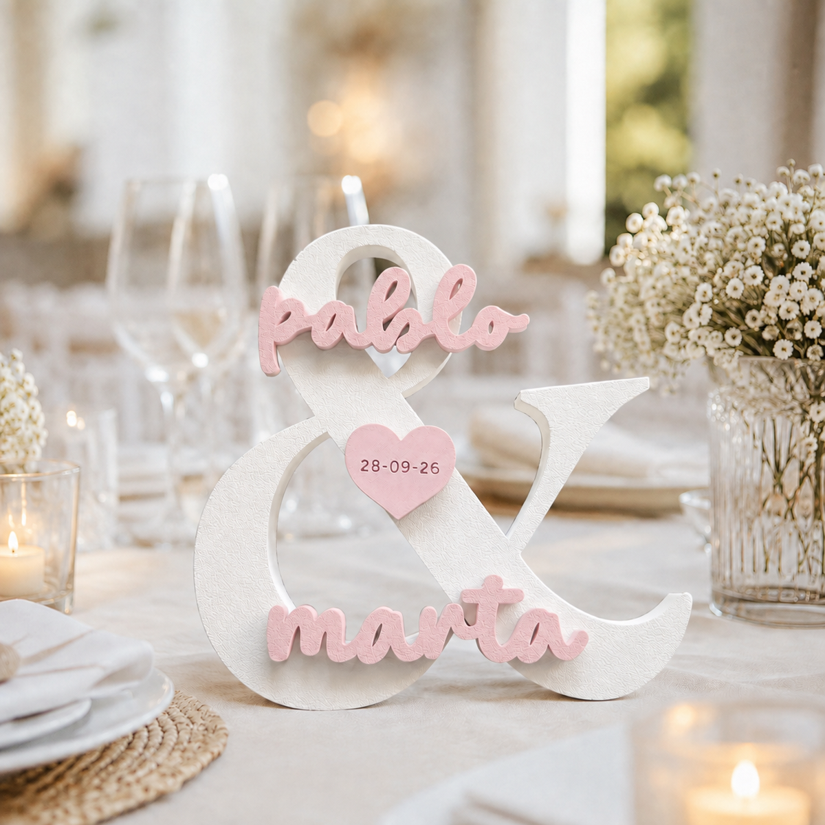 Letras personalizadas para boda con nombres y fecha – Decoración 3D para novios