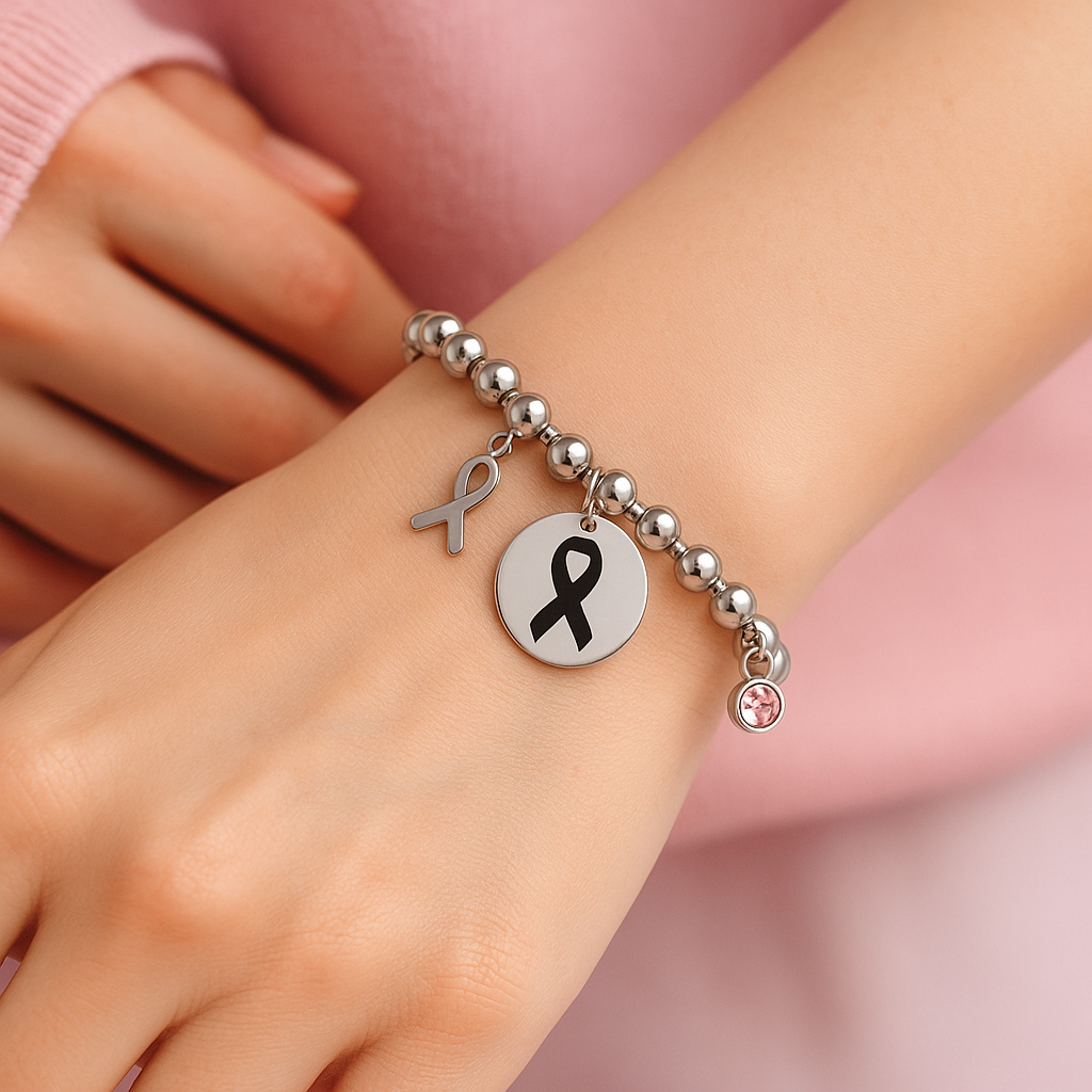 🌸 Pulsera Solidaria “Lazo Rosa” – Acero Inoxidable Personalizable