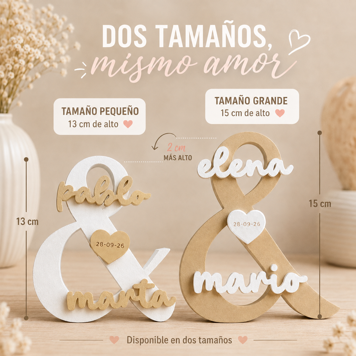 Letras personalizadas para boda con nombres y fecha – Decoración 3D para novios