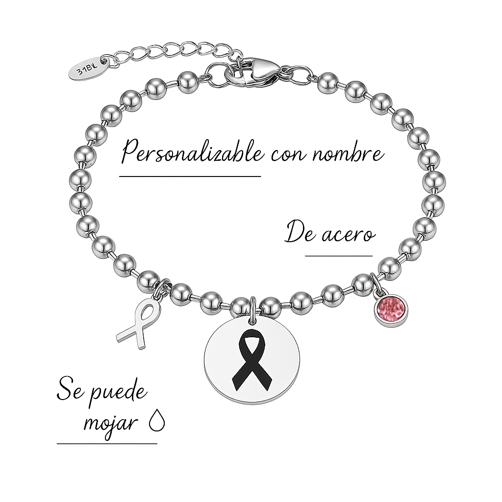 🌸 Pulsera Solidaria “Lazo Rosa” – Acero Inoxidable Personalizable