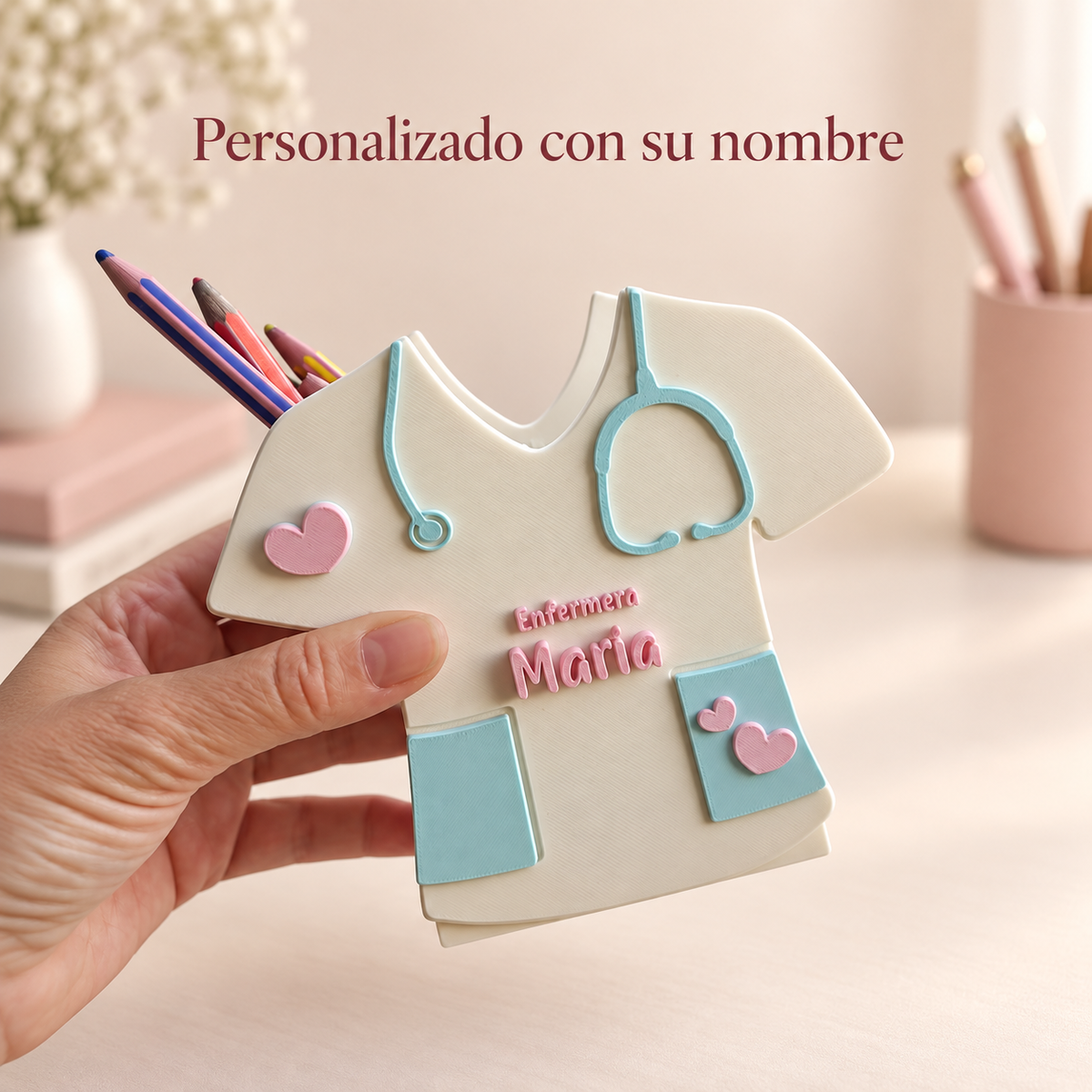 Portalápices personalizado para enfermera con nombre