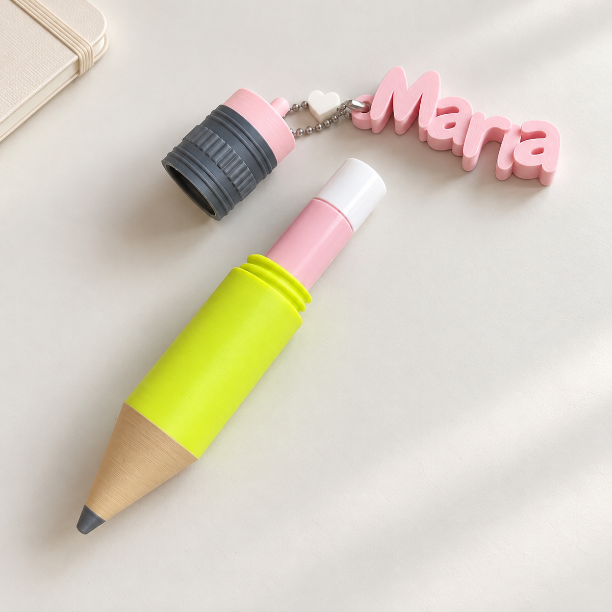 Llavero personalizado con nombre para bálsamo labial – Lápiz 3D