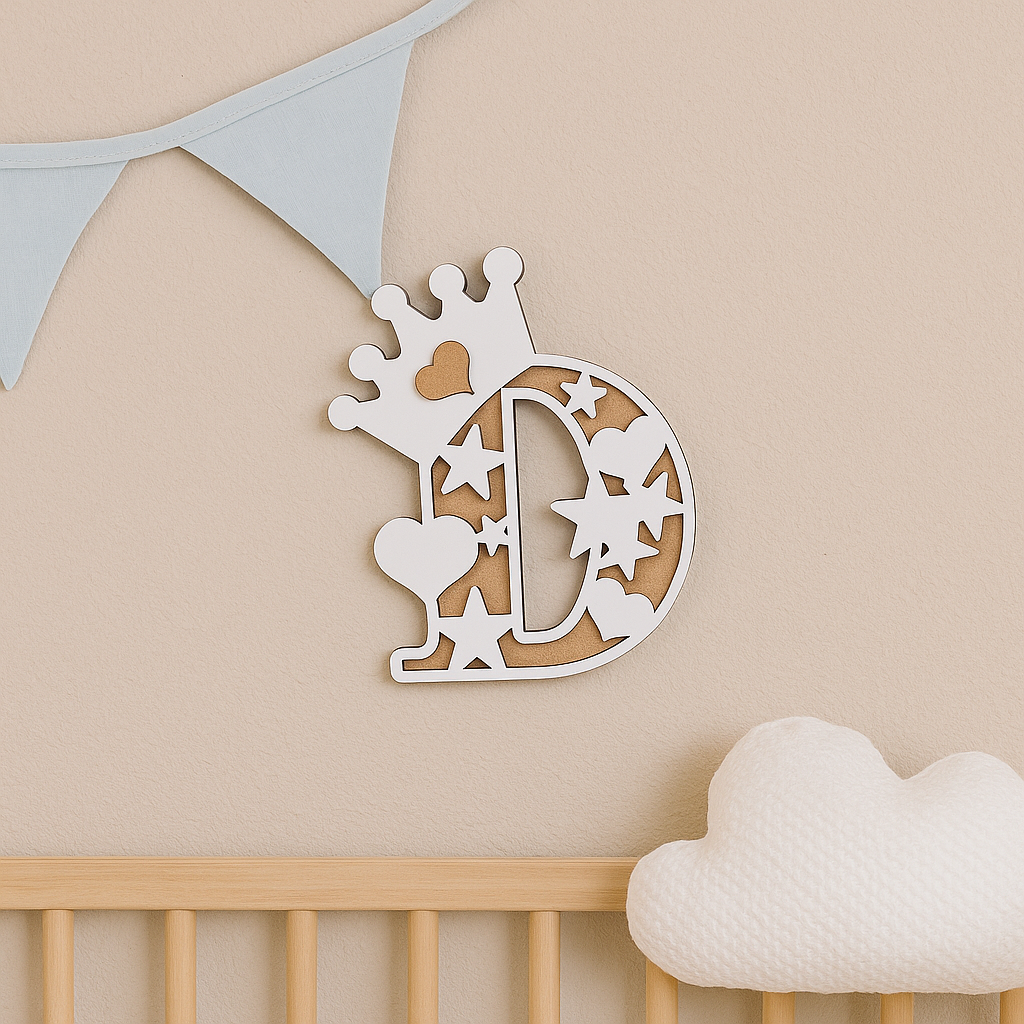 Letra decorativa infantil de madera – personalizable con nombre grabado a láser