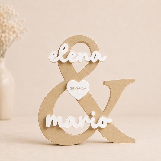 Letras personalizadas para boda con nombres y fecha – Decoración 3D para novios
