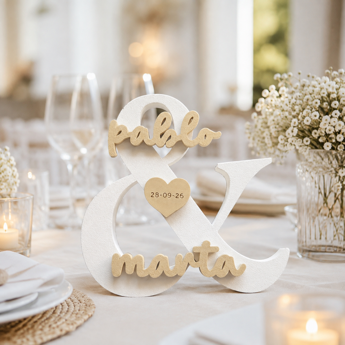 Letras personalizadas para boda con nombres y fecha – Decoración 3D para novios