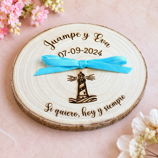 Handmade's Victim Porta Alianzas Faro de madera natural personalizado para anillos de boda (Copia)