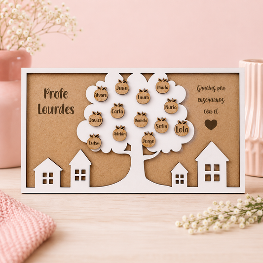 Cuadro Personalizado para Profesor o Profesora con Hasta 15 Nombres | Regalo Fin de Curso