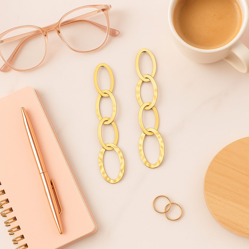 🌟 Pendientes “Galatea” – Dorados y Martelé