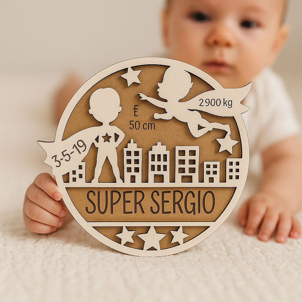 Cuadro Nacimiento Personalizado Superhéroe Unisex