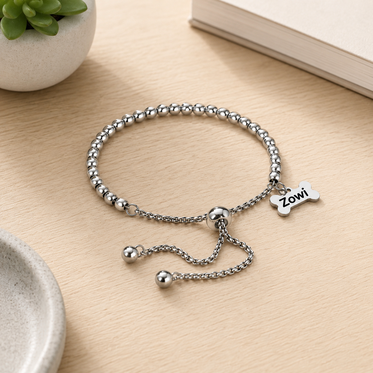 Pulsera personalizada Huella para mascotas | Acero inoxidable grabado con nombre