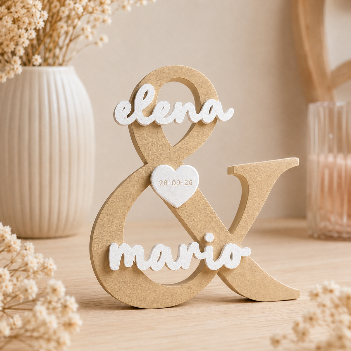 Letras personalizadas para boda con nombres y fecha – Decoración 3D para novios