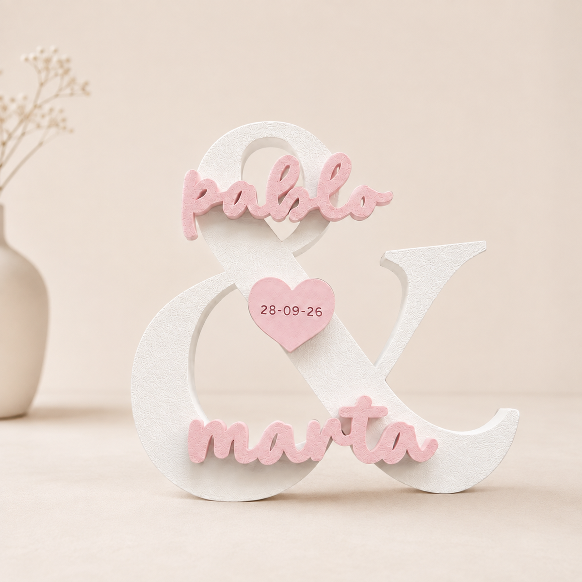 Letras personalizadas para boda con nombres y fecha – Decoración 3D para novios