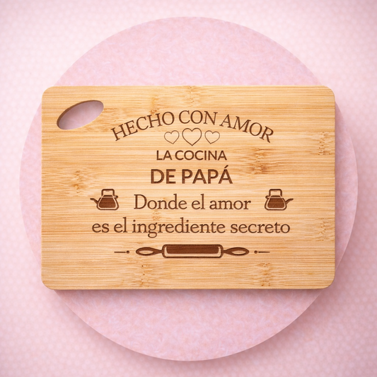 Tabla de Bambú Personalizada para Papá – Regalo Original Día del Padre (2 Tamaños)