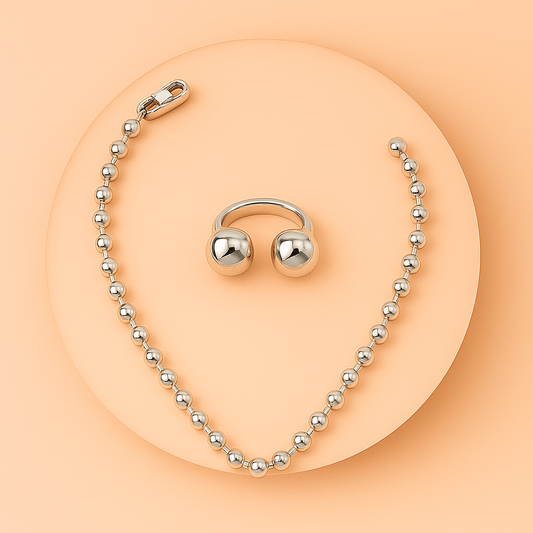 Pack “SPHERE”: Gargantilla y Anillo de Acero Inoxidable