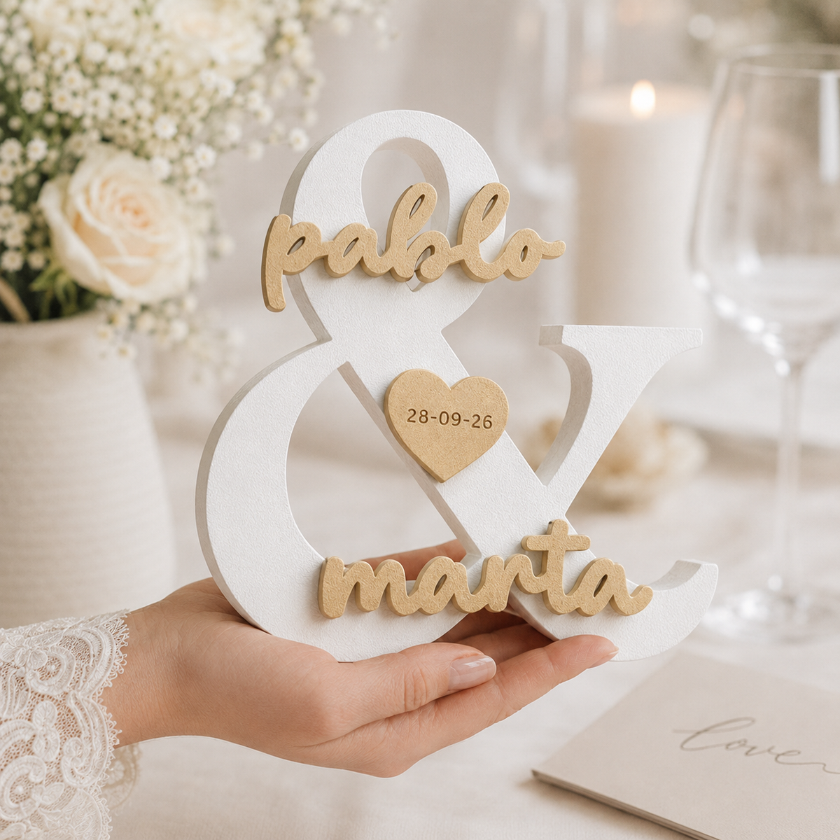 Letras personalizadas para boda con nombres y fecha – Decoración 3D para novios