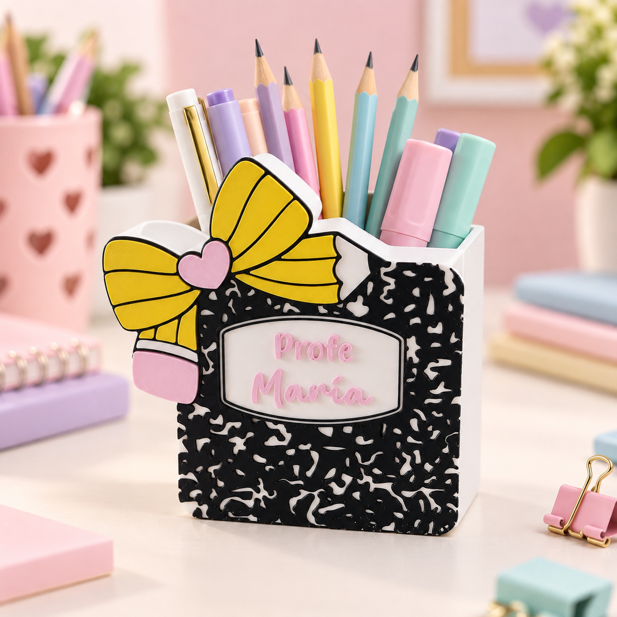 Portalápices personalizado con nombre | Regalo original impreso en 3D
