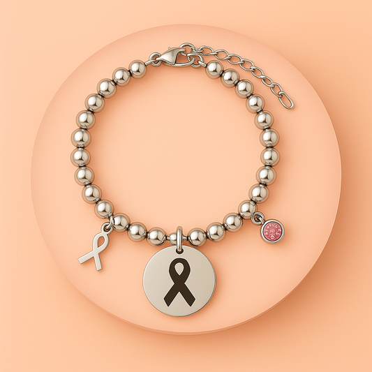 🌸 Pulsera Solidaria “Lazo Rosa” – Acero Inoxidable Personalizable