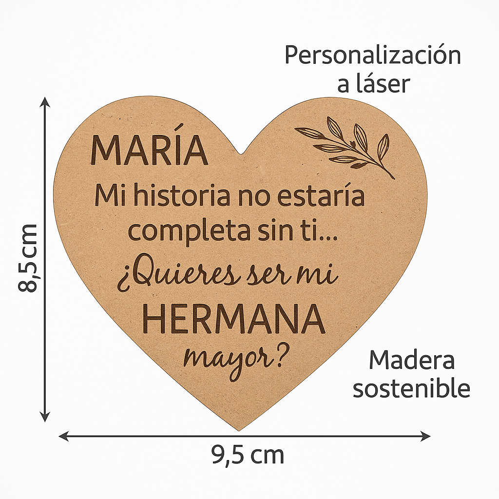 Corazón de Madera Personalizable – Regalo Emotivo para Personas Especiales