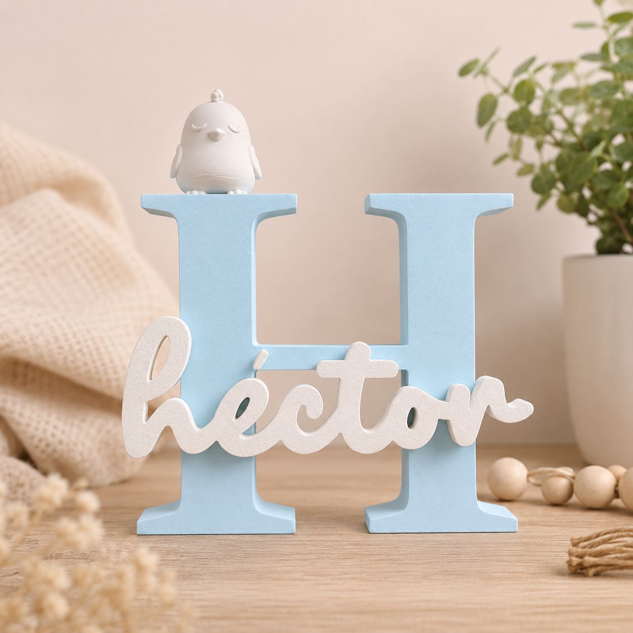 Letra decorativa personalizada con nombre y animalito