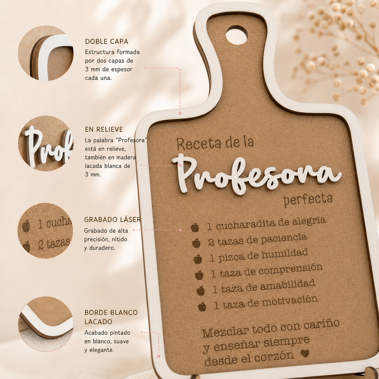 Tabla Decorativa Personalizada para Profesor o Profesora | Regalo Original Fin de Curso