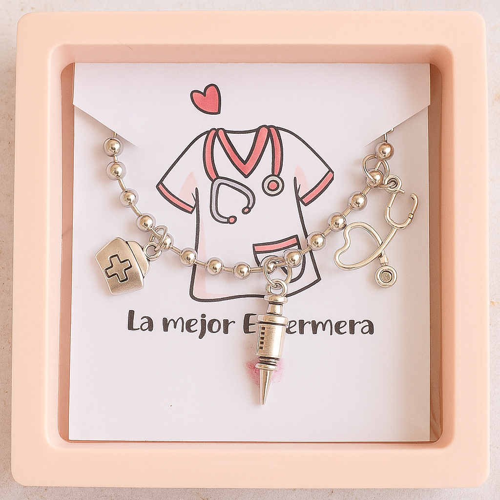 Pulsera de Profesiones Personalizada  💎 Acero inoxidable + charms de zamak ✨ Con packaging de regalo incluido