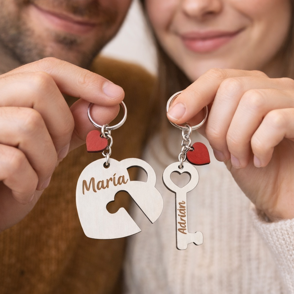 Llavero de Pareja Personalizado Corazón y Llave – “A mi amor” | Handmade’s Victim