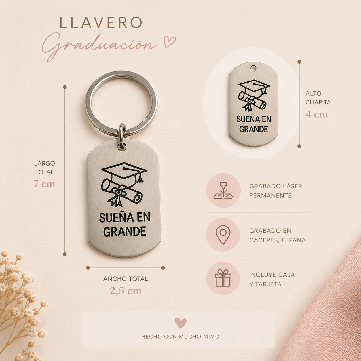 Llavero de Graduación para Chico · Personalizado con Caja Regalo