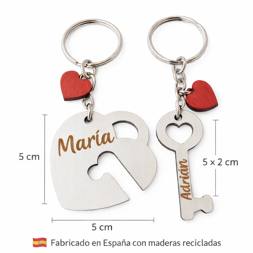 Llavero de Pareja Personalizado Corazón y Llave – “A mi amor” | Handmade’s Victim